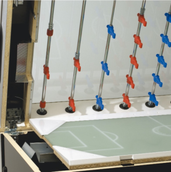 Table football Garlando Olympic Silver with glass cover and mechanical coin validator